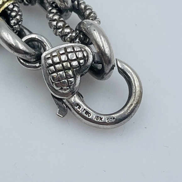 Judith Ripka JR Two Sterling Silver & 18k Gold Link Chain Bracelet - Picture 4 of 8